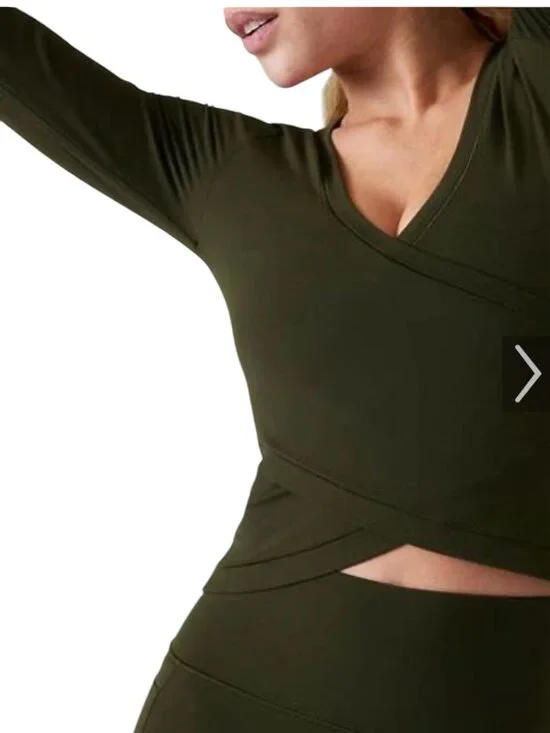 Athleta Transcend Wrap Top - MED - Black - Picture 6 of 10